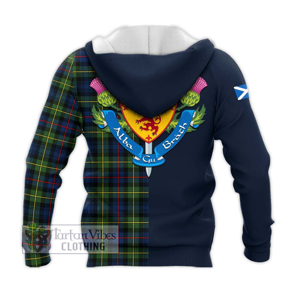 Tartan Vibes Clothing Bailey Modern Tartan Knitted Hoodie with Scottish Lion Royal Arm Half Style