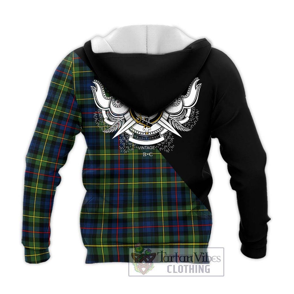 Bailey Modern Tartan Knitted Hoodie with Family Crest and Military Logo Style - Tartanvibesclothing Shop