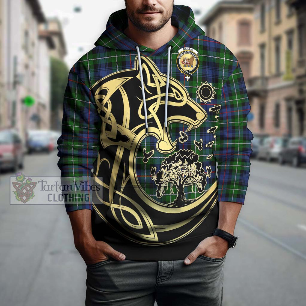 Baillie Tartan Hoodie with Family Crest Celtic Wolf Style Zip Hoodie - Tartan Vibes Clothing