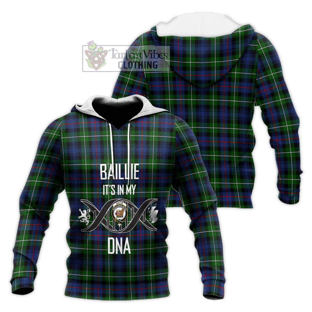 Baillie Tartan Knitted Hoodie with Family Crest DNA In Me Style Unisex Knitted Pullover Hoodie - Tartanvibesclothing Shop