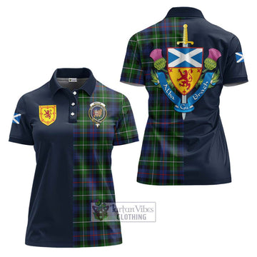 Baillie Tartan Women's Polo Shirt Alba with Scottish Lion Royal Arm Half Style