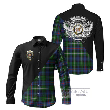 Baillie Tartan Long Sleeve Button Shirt with Family Crest and Military Logo Style Men's Shirt S - Tartan Vibes Clothing
