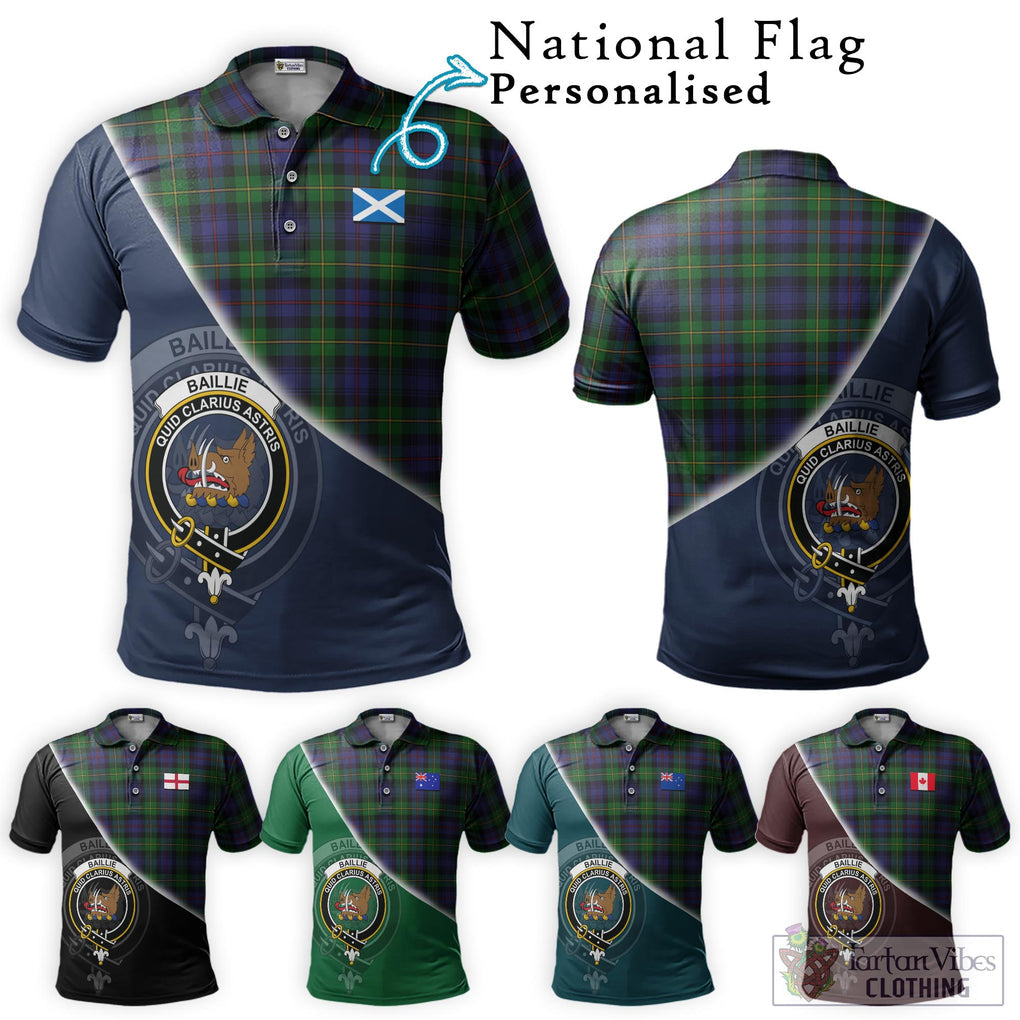 Baillie Tartan Polo Shirt with Personalised National Flag and Family Crest Half Style Maroon - Tartanvibesclothing Shop