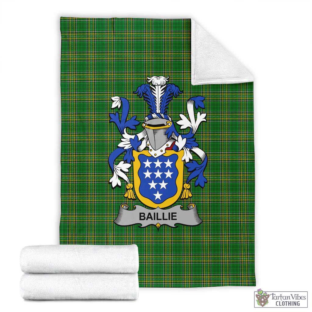 Tartan Vibes Clothing Baillie Irish Clan Tartan Blanket with Coat of Arms