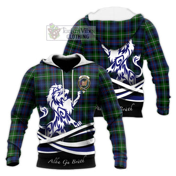 Baillie Tartan Knitted Hoodie with Alba Gu Brath Regal Lion Emblem