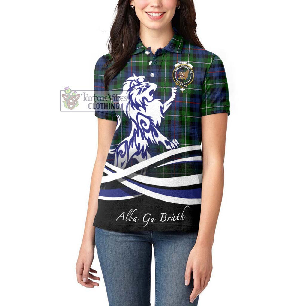 Baillie Tartan Women's Polo Shirt with Alba Gu Brath Regal Lion Emblem - Tartanvibesclothing Shop