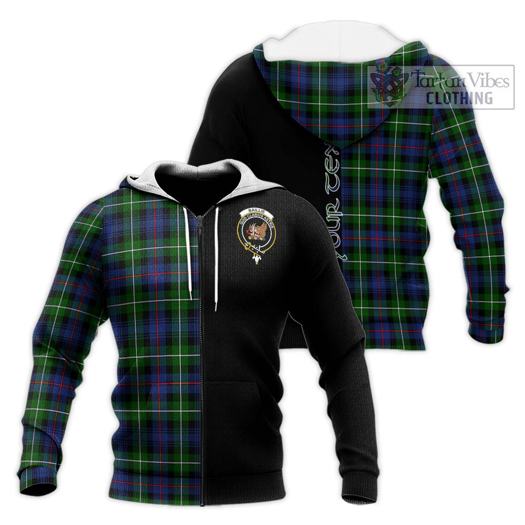 Baillie Tartan Knitted Hoodie with Family Crest and Half Of Me Style Unisex Knitted Zip Hoodie - Tartanvibesclothing Shop