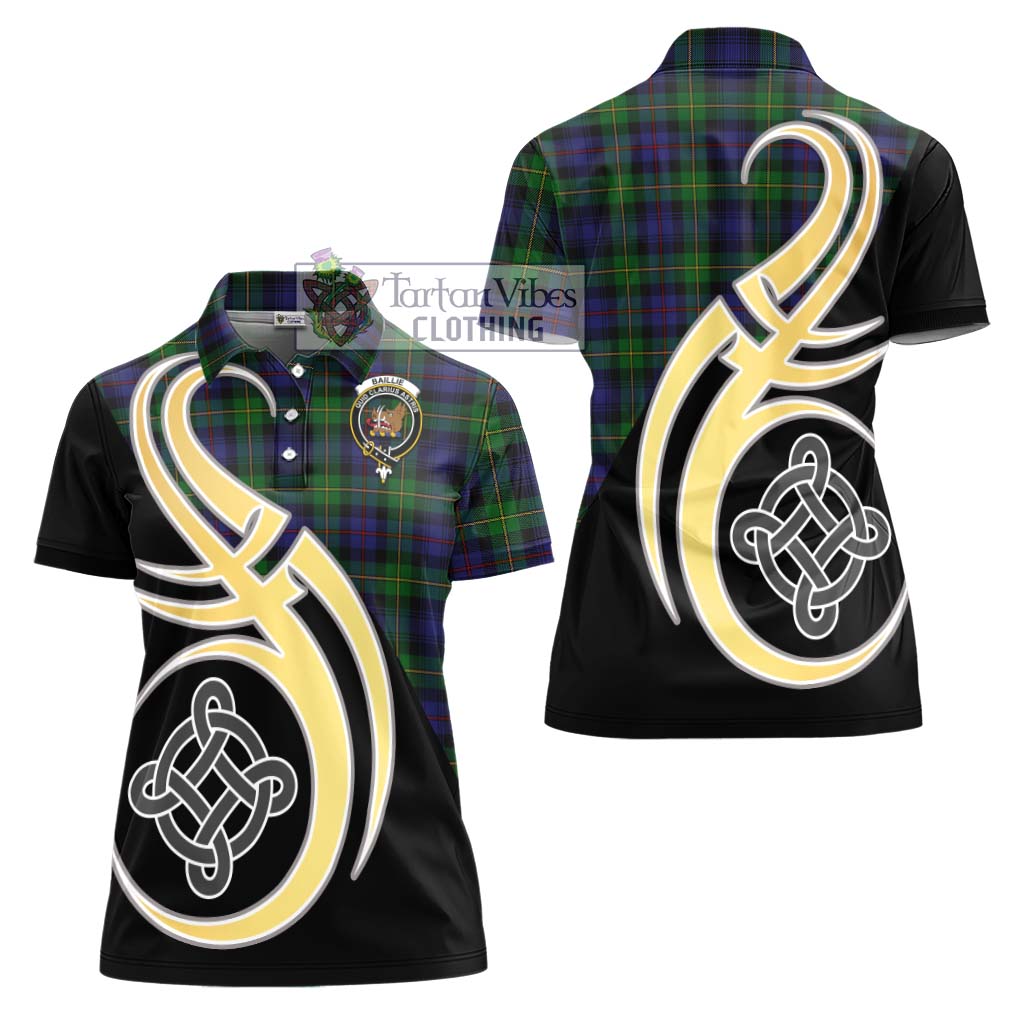 Baillie Tartan Women's Polo Shirt with Family Crest and Celtic Symbol Style - Tartan Vibes Clothing