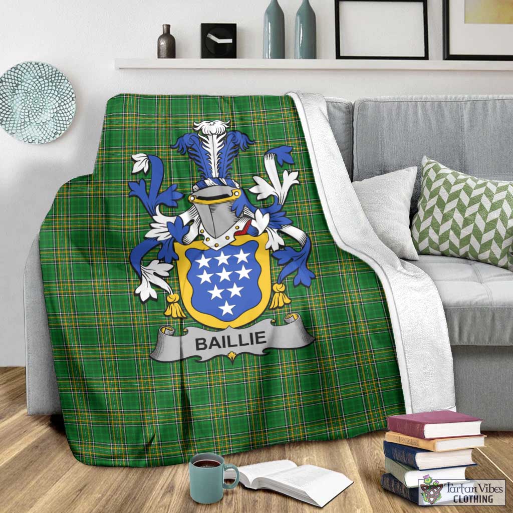 Tartan Vibes Clothing Baillie Irish Clan Tartan Blanket with Coat of Arms