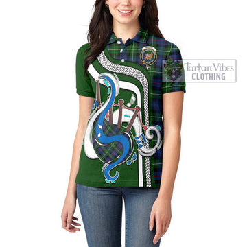 Baillie Tartan Women's Polo Shirt with Epic Bagpipe Style