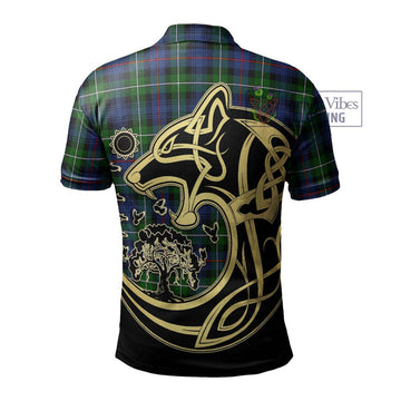 Baillie Tartan Polo Shirt with Family Crest Celtic Wolf Style