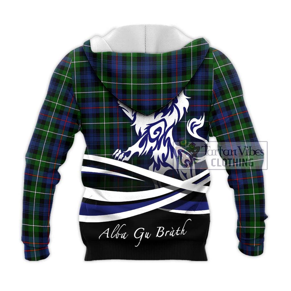 Baillie Tartan Knitted Hoodie with Alba Gu Brath Regal Lion Emblem - Tartanvibesclothing Shop