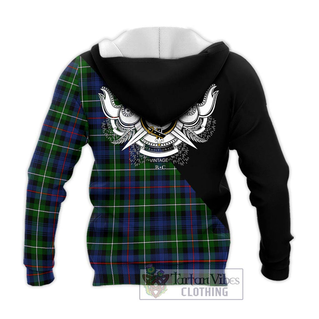 Baillie Tartan Knitted Hoodie with Family Crest and Military Logo Style - Tartanvibesclothing Shop