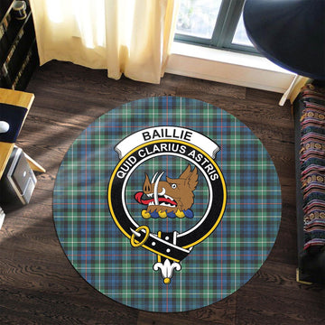 Baillie Ancient Tartan Round Rug with Family Crest Premium Round Rug - Tartan Vibes Clothing