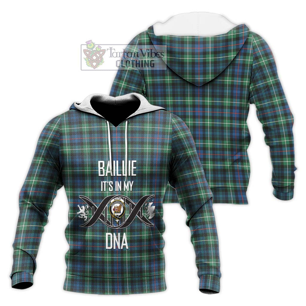 Baillie Ancient Tartan Knitted Hoodie with Family Crest DNA In Me Style Unisex Knitted Pullover Hoodie - Tartanvibesclothing Shop