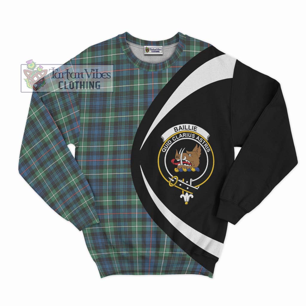 Baillie Ancient Tartan Sweatshirt with Family Crest Circle Style Unisex - Tartan Vibes Clothing