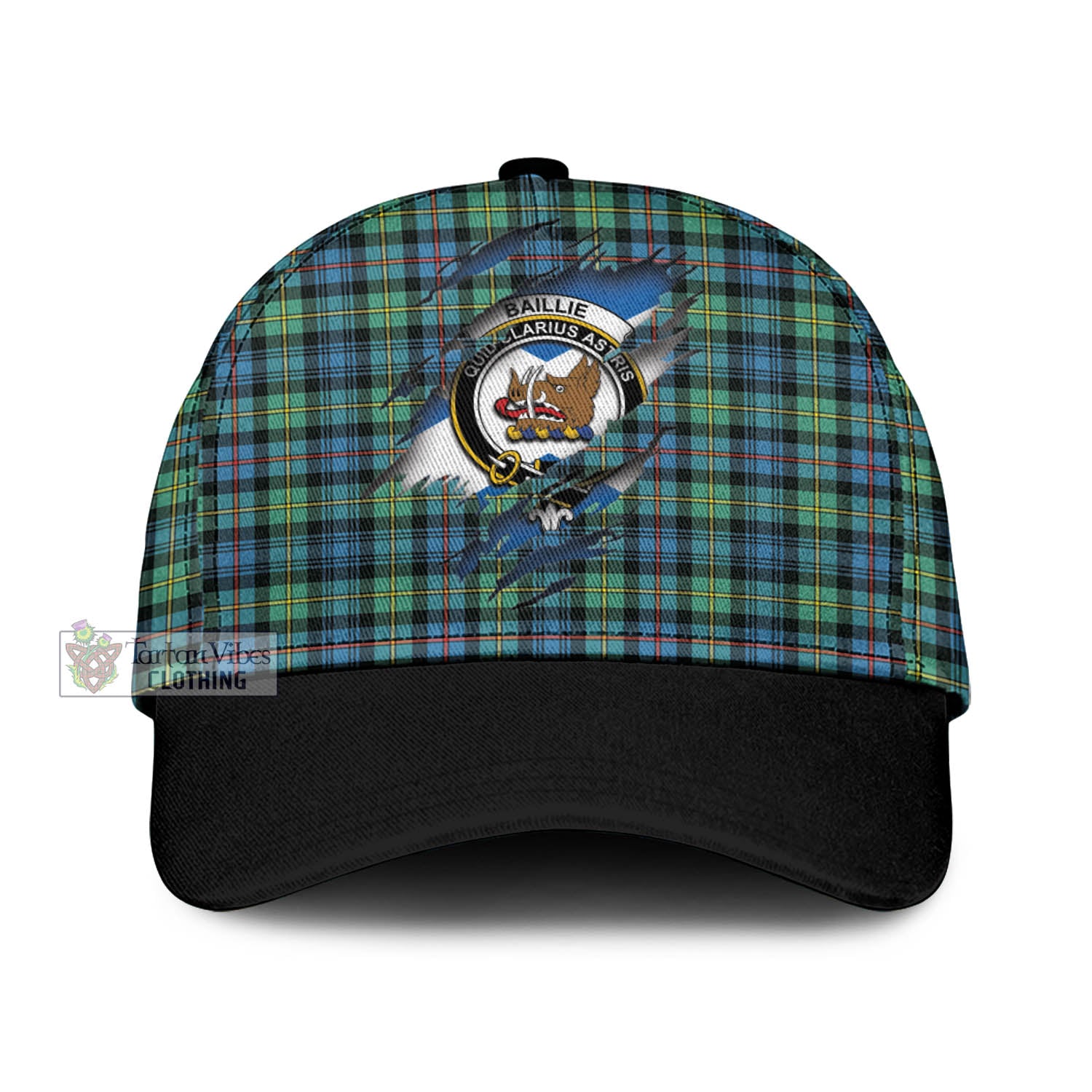 Tartan Vibes Clothing Baillie Ancient Tartan Classic Cap with Family Crest In Me Style