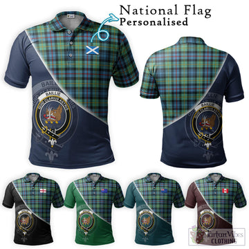 Baillie Ancient Tartan Polo Shirt with Personalised National Flag and Family Crest Half Style