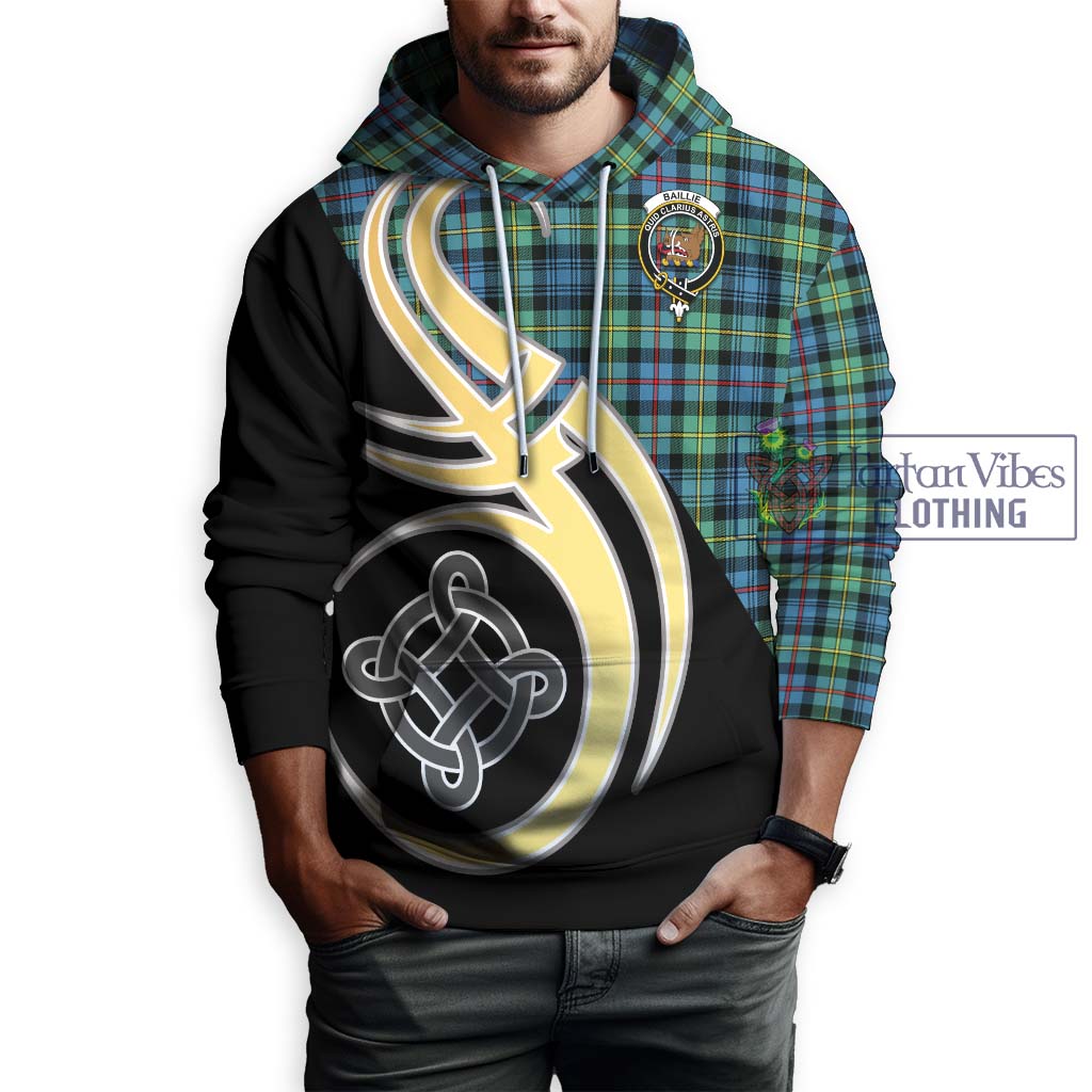 Baillie Ancient Tartan Hoodie with Family Crest and Celtic Symbol Style Zip Hoodie - Tartan Vibes Clothing