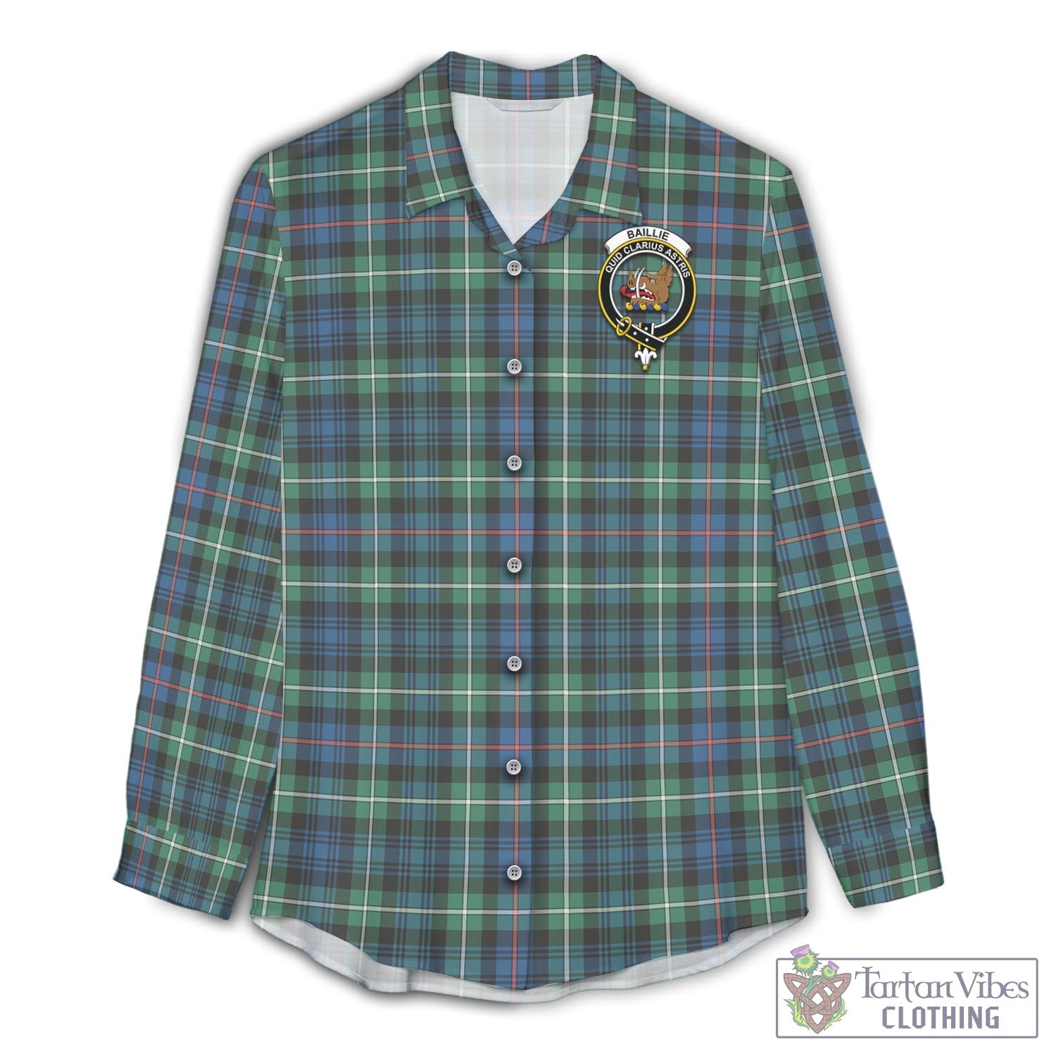 Baillie Ancient Tartan Womens Casual Shirt with Family Crest