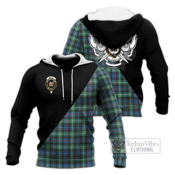 Baillie Ancient Tartan Knitted Hoodie with Family Crest and Military Logo Style