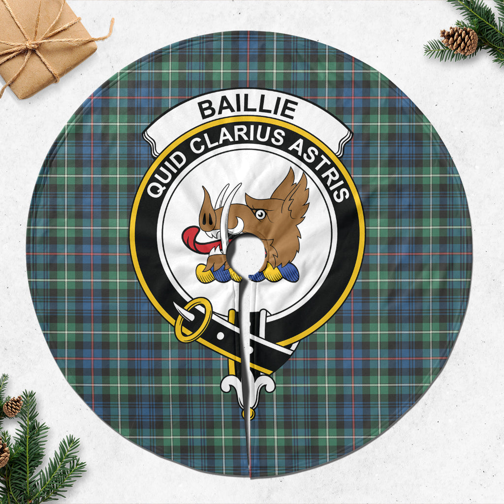 Baillie Ancient Tartan Christmas Tree Skirt with Family Crest - Tartanvibesclothing