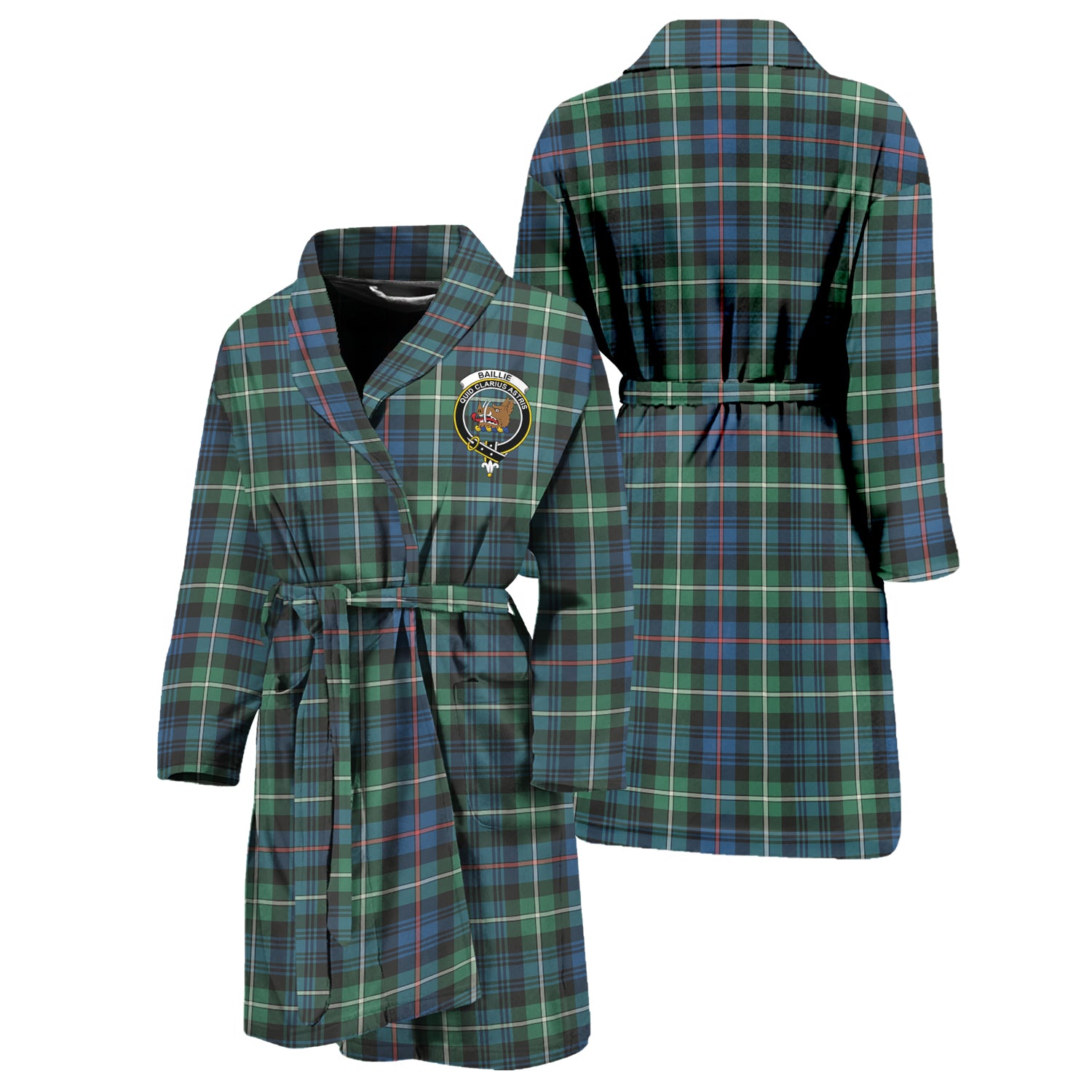 Baillie Ancient Tartan Bathrobe with Family Crest Unisex S - Tartan Vibes Clothing