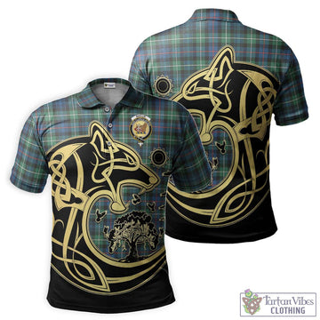 Baillie Ancient Tartan Polo Shirt with Family Crest Celtic Wolf Style