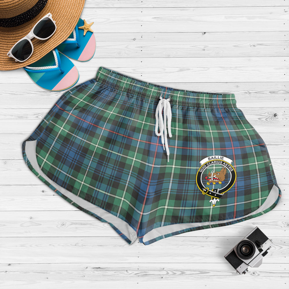 Baillie Ancient Tartan Womens Shorts with Family Crest - Tartanvibesclothing