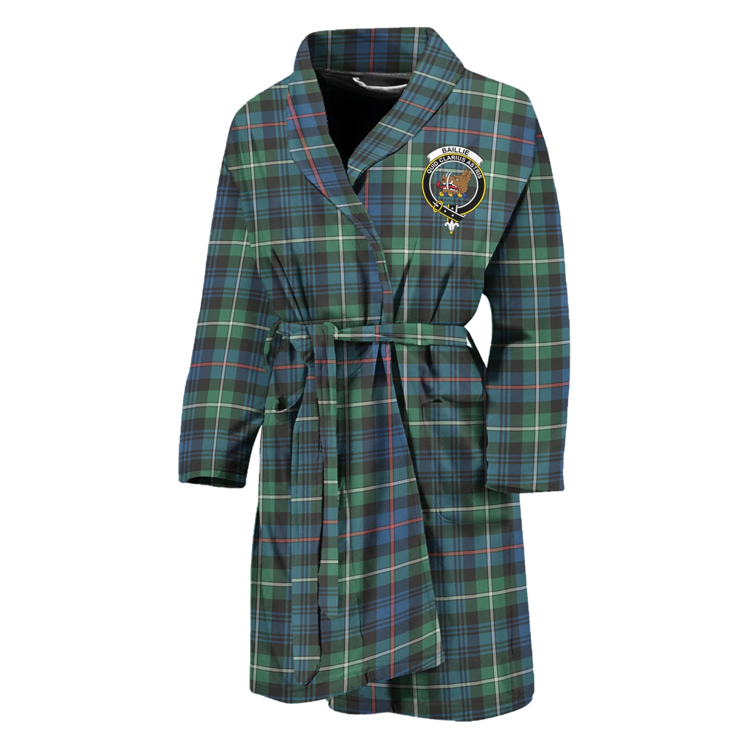 Baillie Ancient Tartan Bathrobe with Family Crest Unisex M - Tartan Vibes Clothing