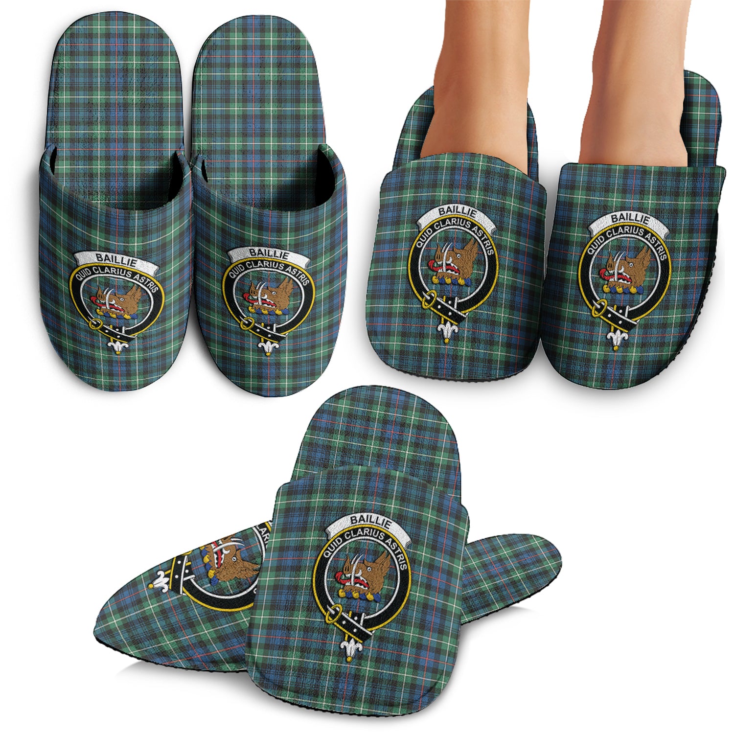 Baillie Ancient Tartan Home Slippers with Family Crest - Tartanvibesclothing