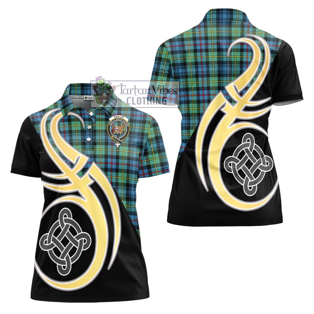 Baillie Ancient Tartan Women's Polo Shirt with Family Crest and Celtic Symbol Style - Tartan Vibes Clothing