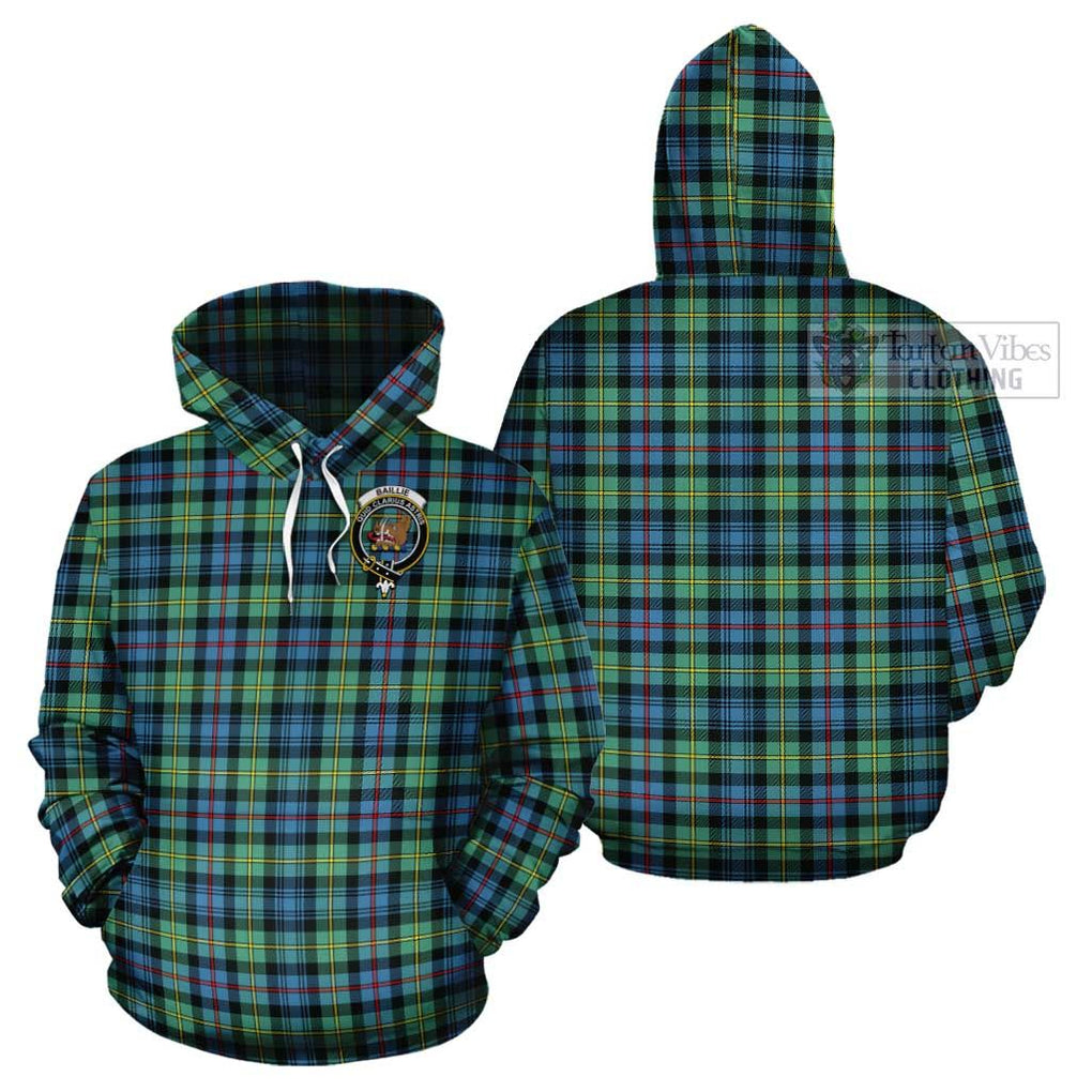 Baillie Ancient Tartan Cotton Hoodie with Family Crest Pullover Hoodie - Tartan Vibes Clothing