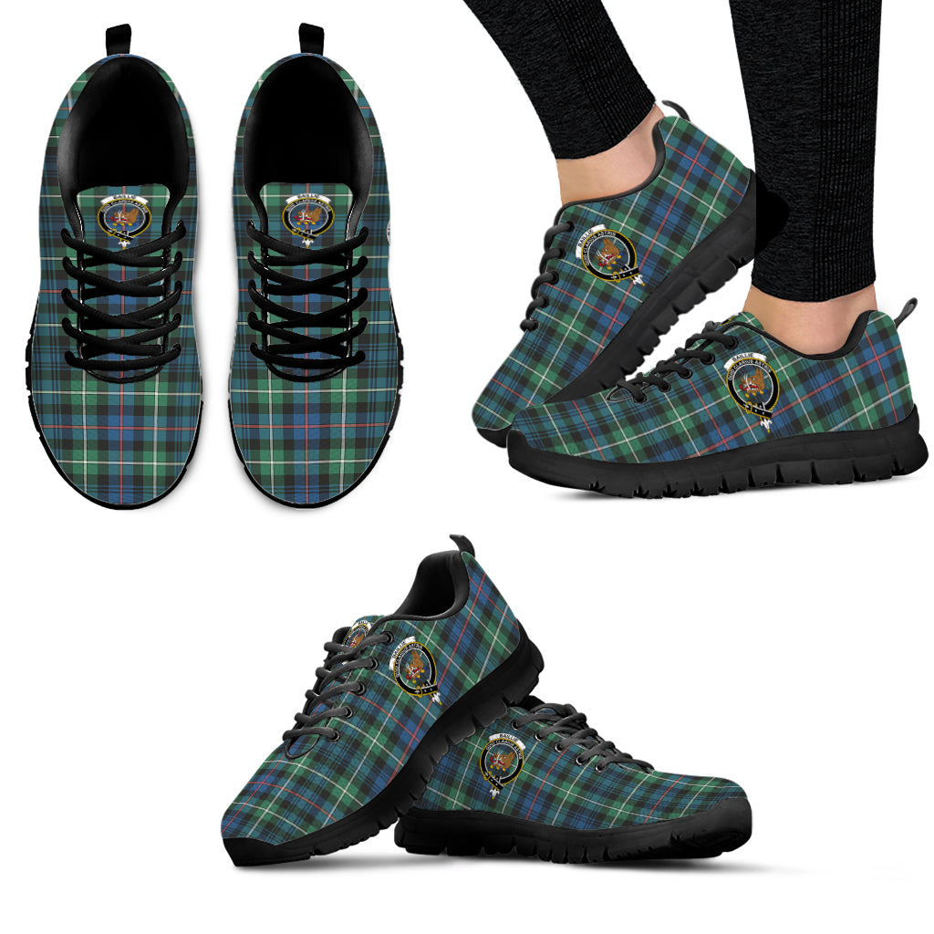 Baillie Ancient Tartan Sneakers with Family Crest - Tartanvibesclothing