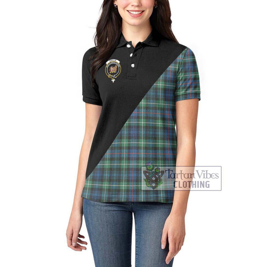 Baillie Ancient Tartan Women's Polo Shirt with Family Crest and Military Logo Style - Tartanvibesclothing Shop