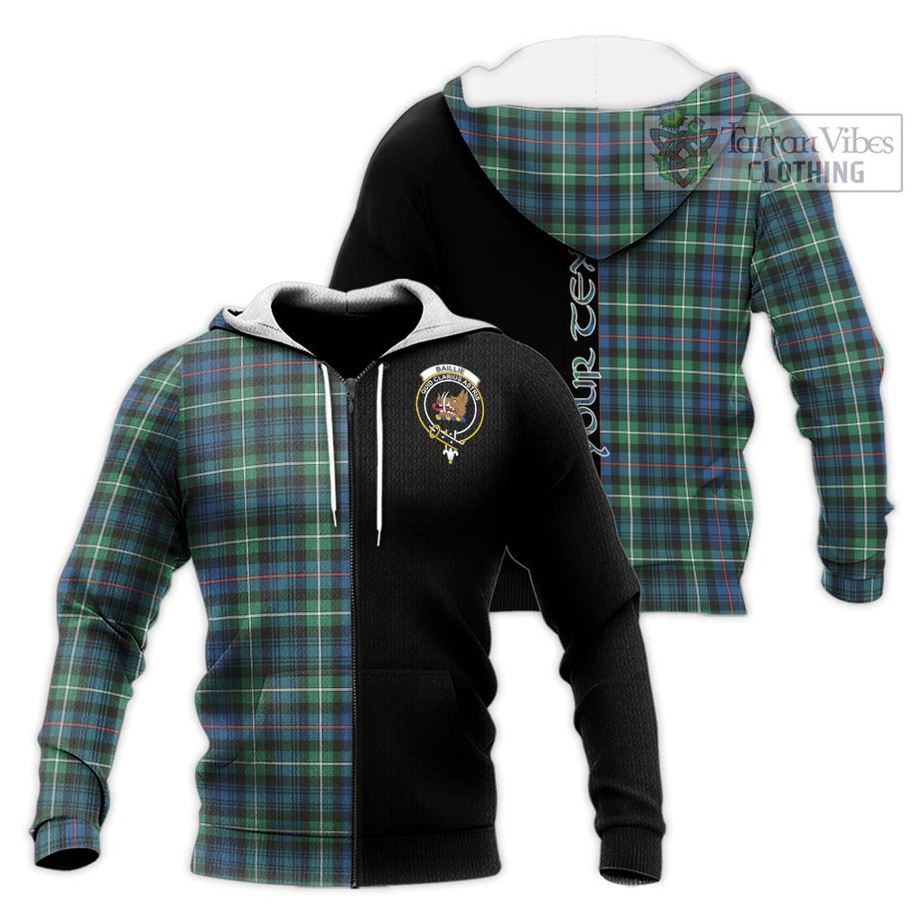 Baillie Ancient Tartan Knitted Hoodie with Family Crest and Half Of Me Style Unisex Knitted Zip Hoodie - Tartanvibesclothing Shop