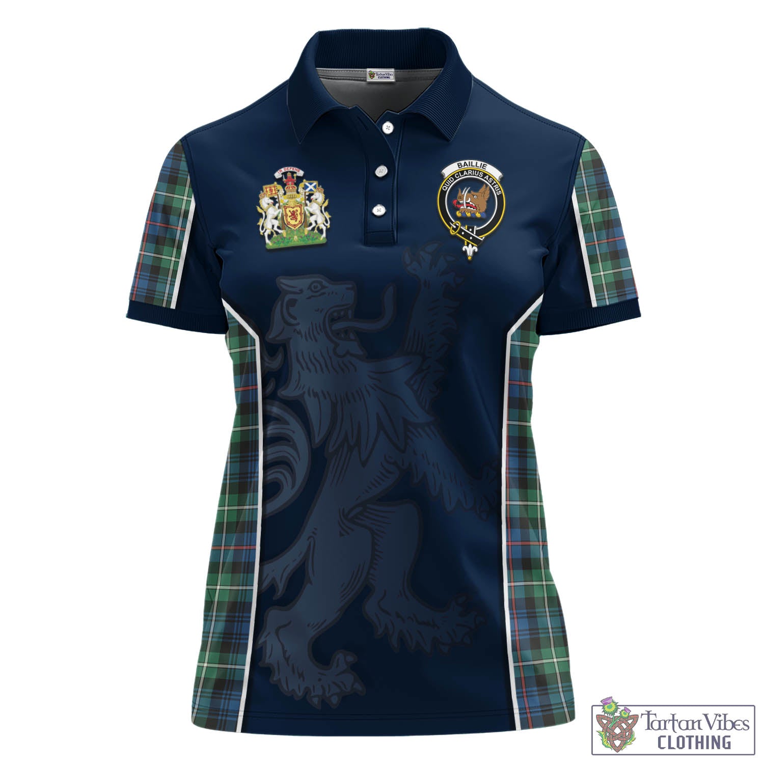 Tartan Vibes Clothing Baillie Ancient Tartan Women's Polo Shirt with Family Crest and Lion Rampant Vibes Sport Style