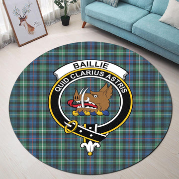 Baillie Ancient Tartan Round Rug with Family Crest - Tartan Vibes Clothing