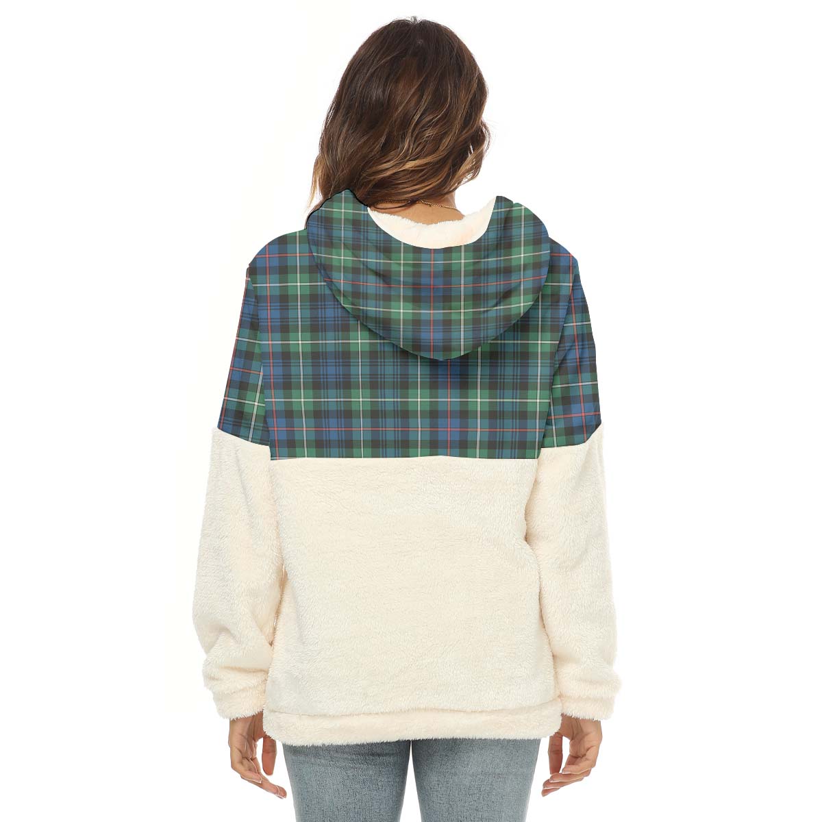 Baillie Ancient Tartan Women's Borg Fleece Hoodie With Half Zip with Family Crest - Tartan Vibes Clothing