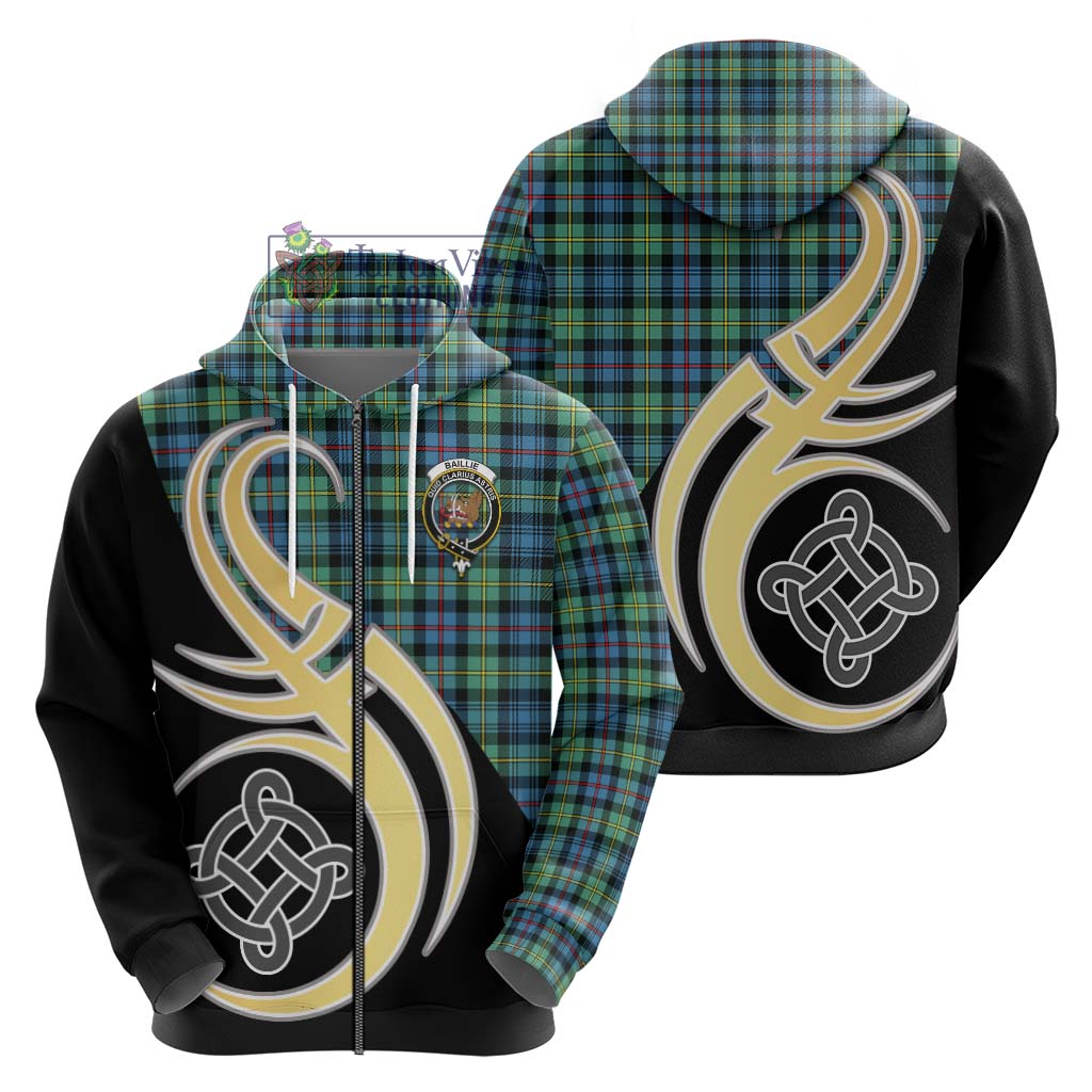 Baillie Ancient Tartan Hoodie with Family Crest and Celtic Symbol Style - Tartan Vibes Clothing