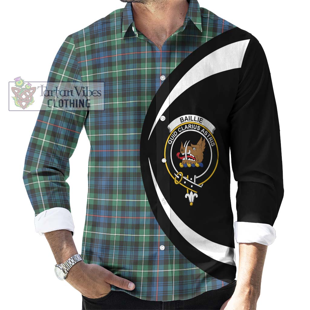 Tartan Vibes Clothing Baillie Ancient Tartan Long Sleeve Button Up with Family Crest Circle Style