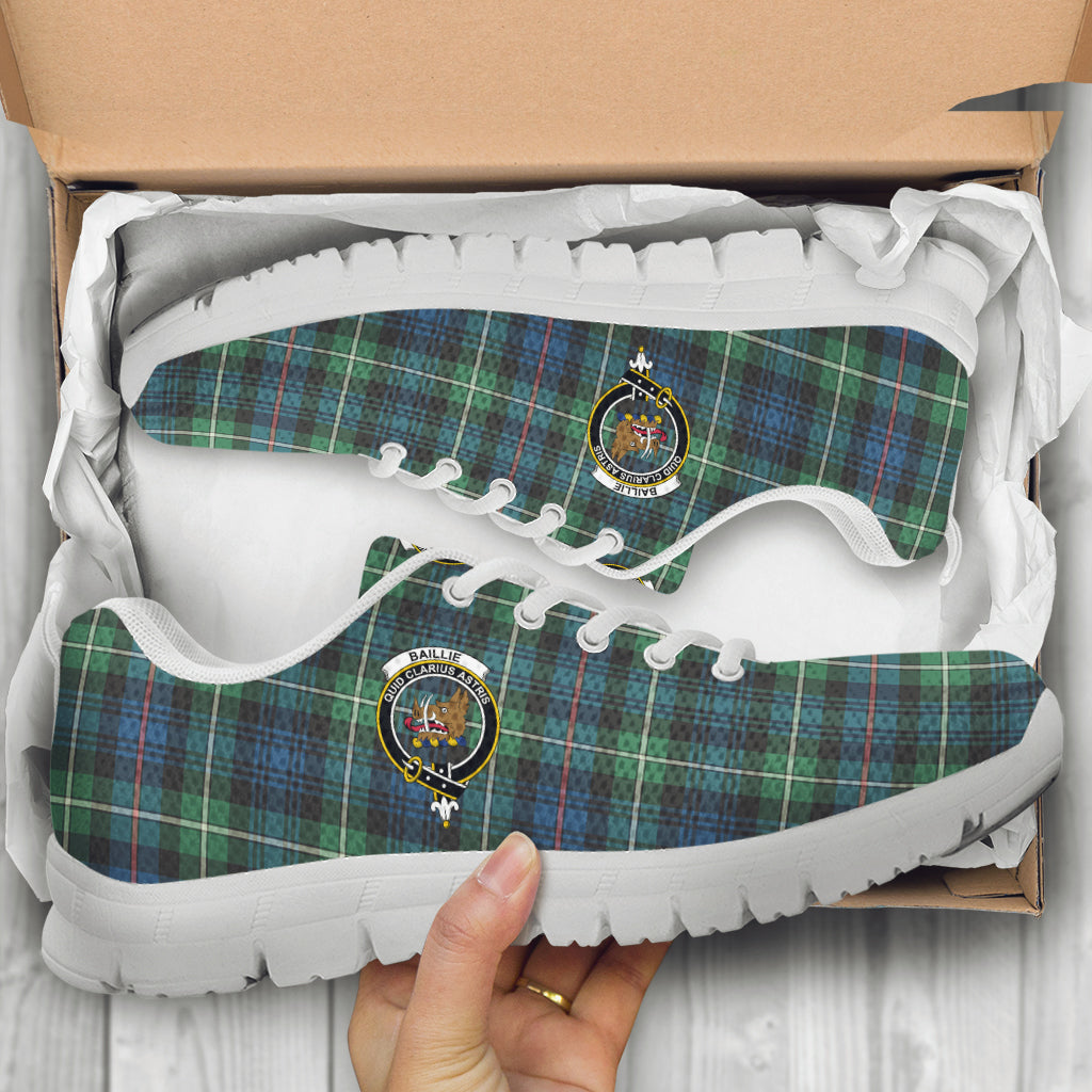 Baillie Ancient Tartan Sneakers with Family Crest - Tartan Vibes Clothing