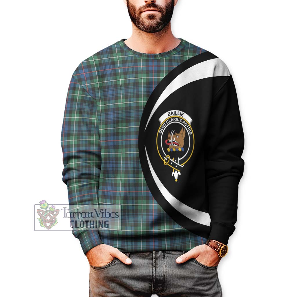 Baillie Ancient Tartan Sweatshirt with Family Crest Circle Style - Tartan Vibes Clothing