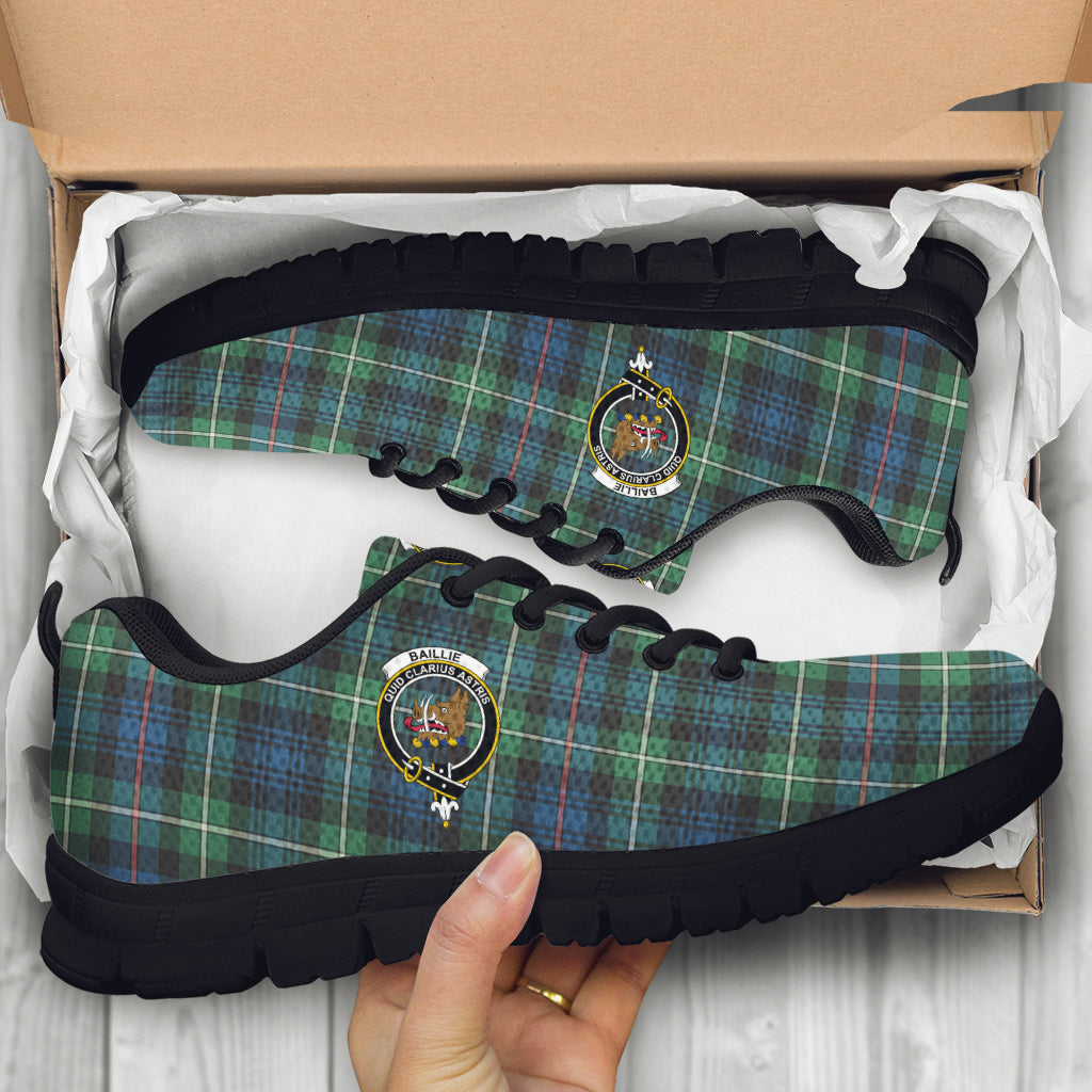 Baillie Ancient Tartan Sneakers with Family Crest - Tartan Vibes Clothing