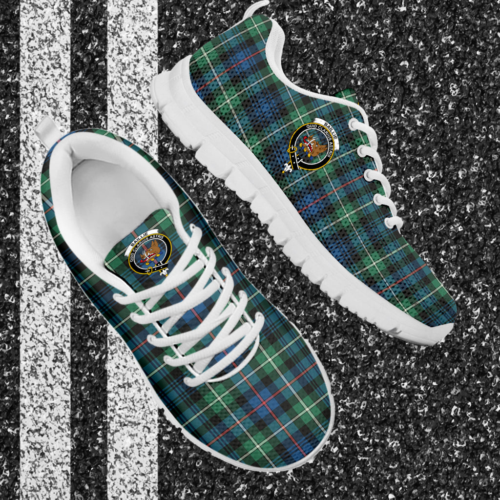 Baillie Ancient Tartan Sneakers with Family Crest - Tartan Vibes Clothing