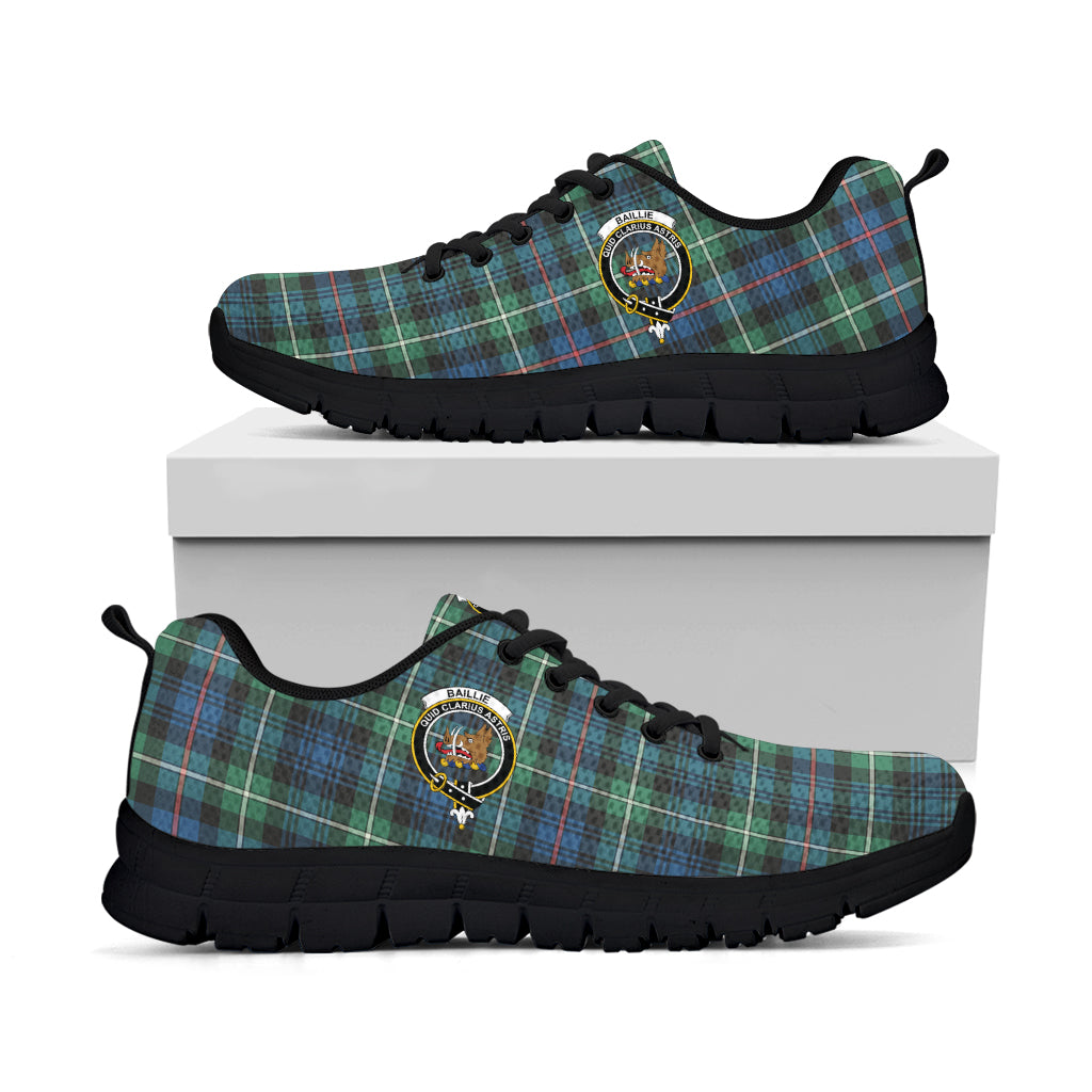 Baillie Ancient Tartan Sneakers with Family Crest - Tartan Vibes Clothing