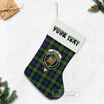 Baillie (Bailey) Tartan Family Crest Christmas Stocking with Personalized Text