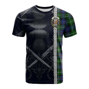 Baillie (Bailey) Tartan Cotton T-shirt with Family Crest Cross Sword Thistle Celtic Vibes Kid's Shirt - Tartan Vibes Clothing