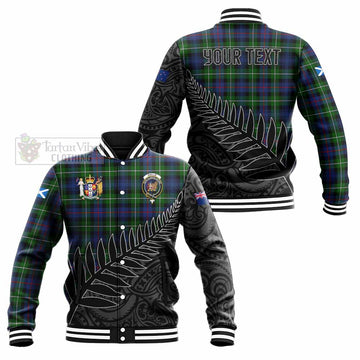 Baillie (Bailey) Crest Tartan Baseball Jacket with New Zealand Silver Fern Half Style Unisex - Tartan Vibes Clothing