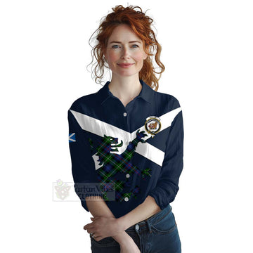 Baillie (Bailey) Tartan Lion Rampant Women's Casual Shirt Proudly Display Your Heritage with Alba Gu Brath and Clan Name